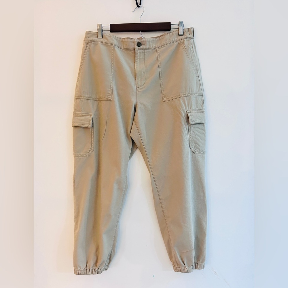 J.Crew Cargo Jogger Pants Women’s Size 14 Khaki Utility Elastic Ankle - Picture 3 of 6